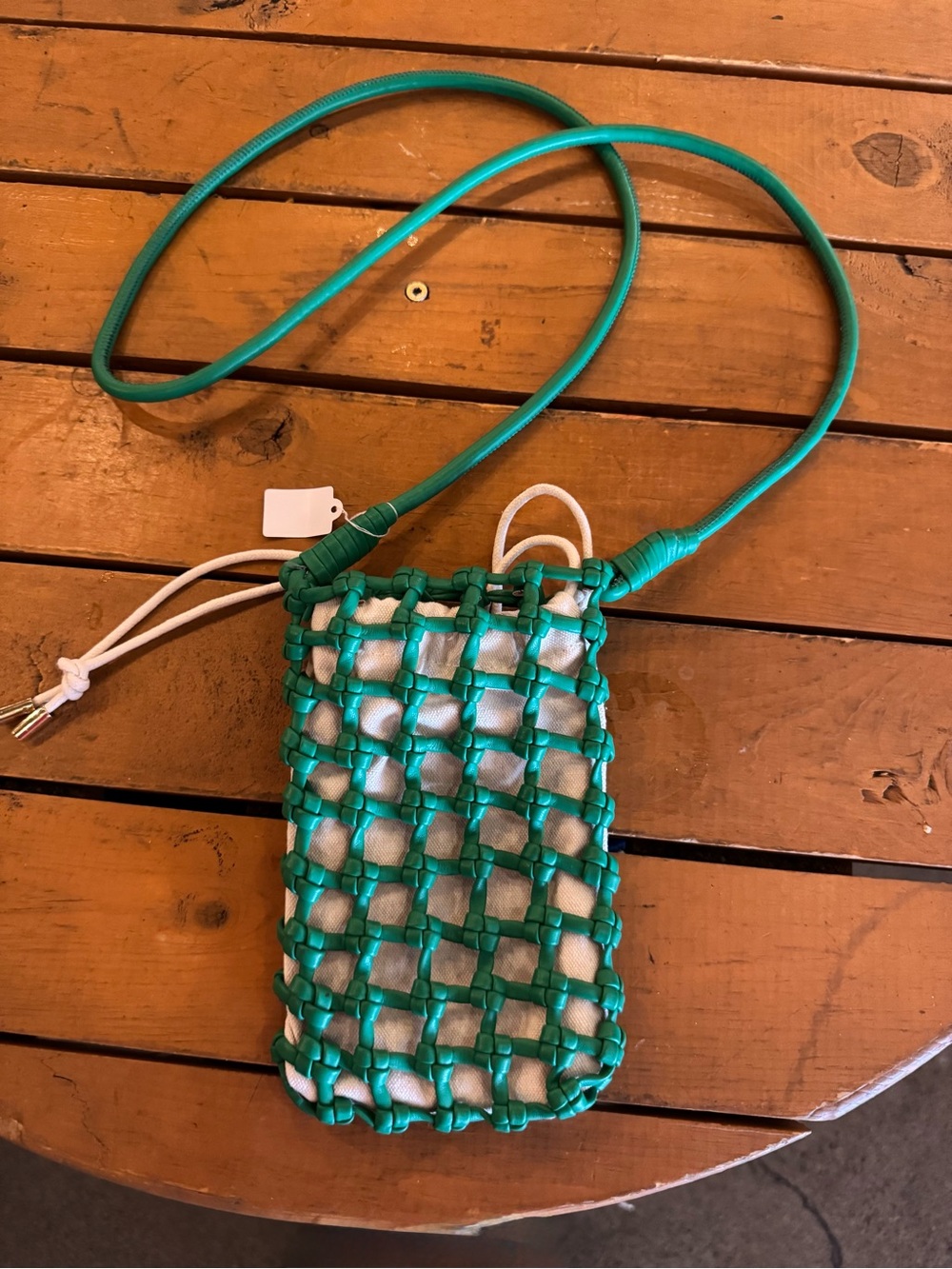 Green Woven Net Crossbody Bag